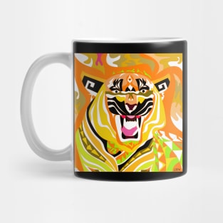 white tiger art in zentangle totonac ecopop dark wallpaper Mug